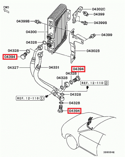 1225A006 Vis banjo raccord radiateur huile moteur E8 MR 9 10
