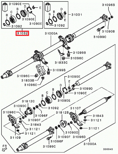 3405A012 Kit réparation jonction arrière arbre de transmission E10