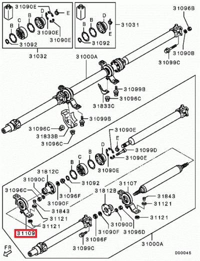 3450A027 Palier arrière, arbre de transmission E10