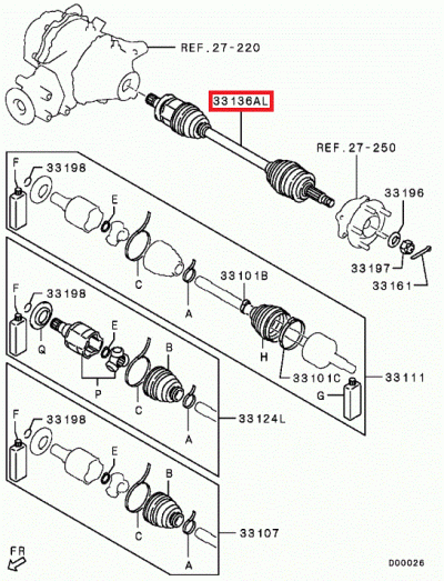 3715A113 Cardan transmission arrière gauche ARG E10 AYC