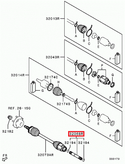 3815A210 Barreau transmission droit court E10