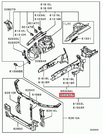 5253B338 Longeron avant droit AVD E7-9