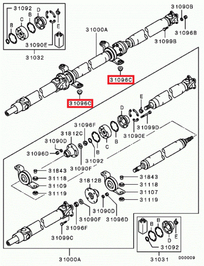 MB288653 Ecrou M10 fixation palier arbre de transmission E4-9