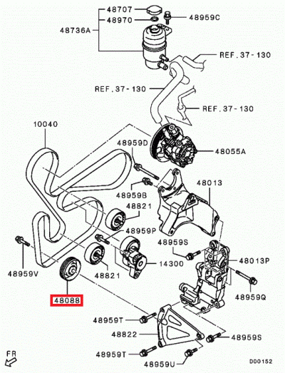 MD165734 Poulie courroie accessoires sans climatisation E10