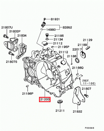 MN132380 Carter boite à vitesses côté embrayage BV6 E8 MR 9
