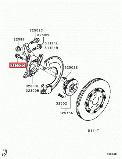 MU000488 Vis M12x50 fixation moyeu roue avant E10