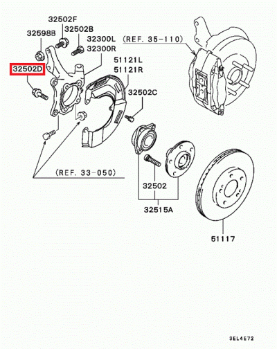 MU140016 Vis M12x45 fixation moyeu roue avant E4-6
