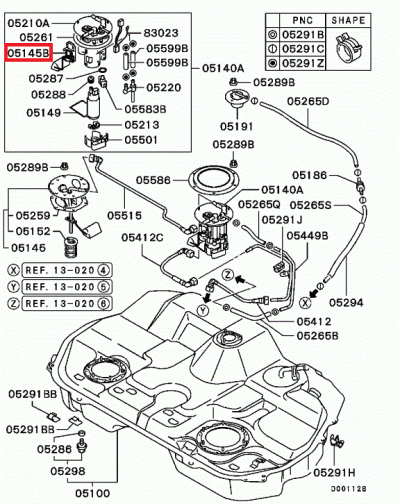 MN120008 Capteur niveau carburant côté gauche E8 9