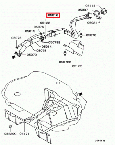 MN120720 Goulotte remplissage réservoir carburant E8 9