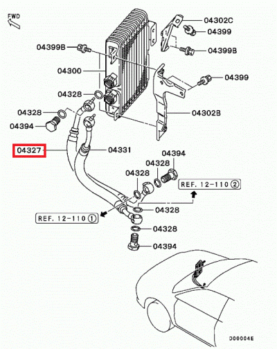 MR464633 Durite raccord hydraulique entrée radiateur huile E7-9