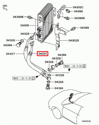 MR464634 Durite raccord hydraulique sortie radiateur huile E7-9