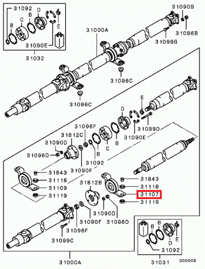 MR953150 Palier avant, arbre de transmission E9