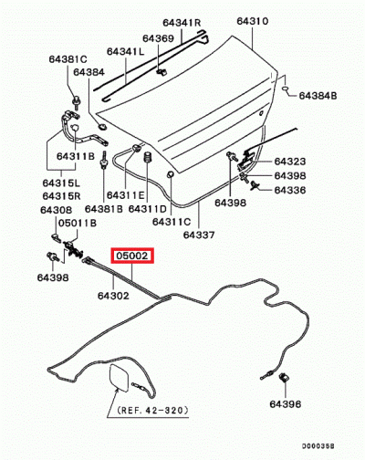 MR959876 Câble ouverture trappe carburant E7-9