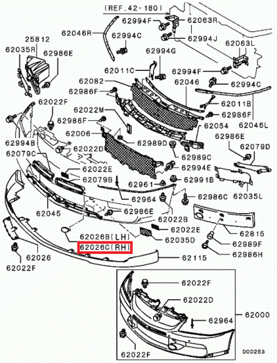 6400A392WA Bouchon obturateur droit pare choc avant E9