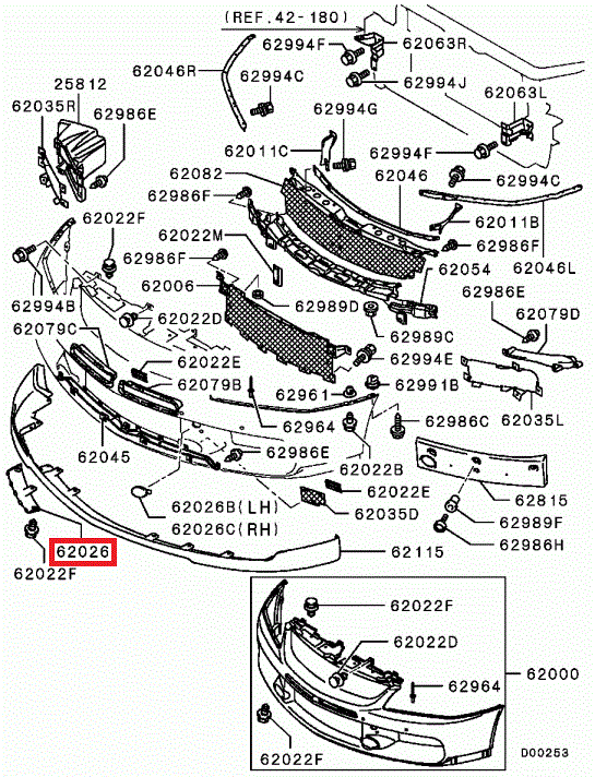 6400A394WA Couvercle lame inférieure pare choc avant E9