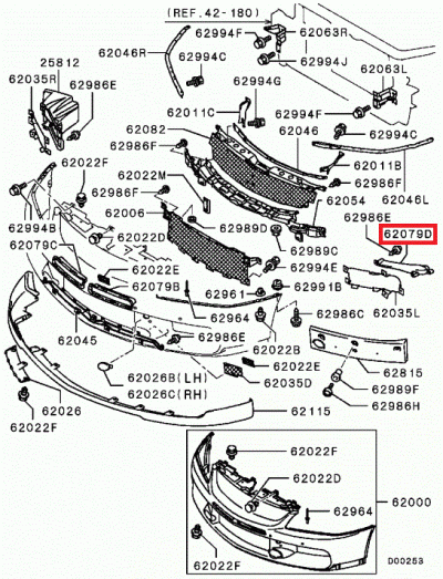 6400B093 Couvercle intérieur gauche pare choc avant E9