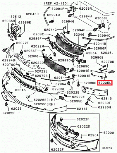 6402A023 Grille côté gauche pare choc avant E9