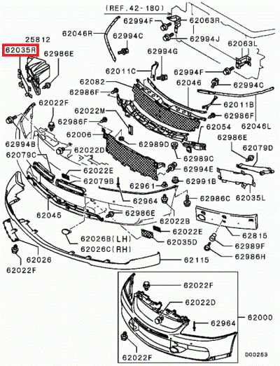 6402A024 Grille côté droit pare choc avant E9