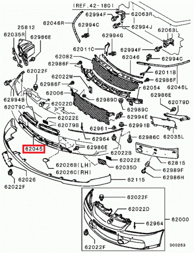 6402A030 Ferrure inférieure pare choc avant E9
