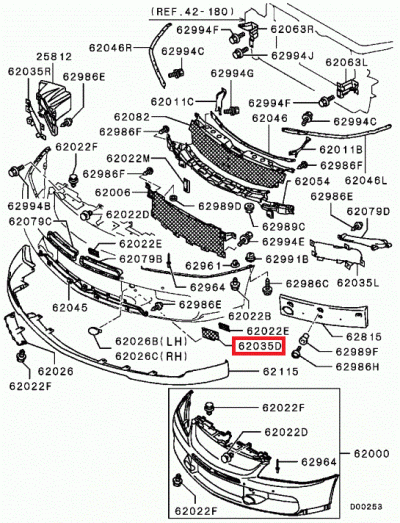 6402A032 Grille écope pare choc avant E9