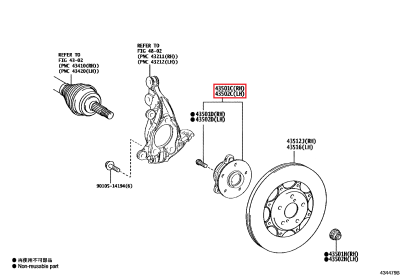 3DACF041D-9GR-AM Moyeu de roue avant complet KOYO GR Yaris (43501C 43502C)