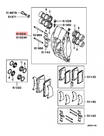 4605A435 Etrier frein avant gauche Brembo 4 pistons E5-9