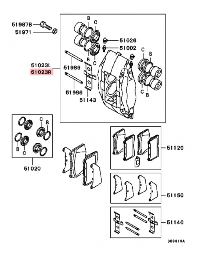 4605A436 Etrier frein avant droit Brembo 4 pistons E5-9