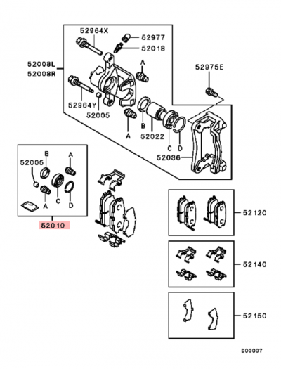 4605B966 Kit joints réparation étrier frein arrière 'terre' 1 piston E4-9