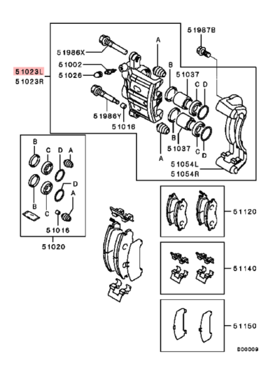 MR249964 Etrier frein avant gauche 'terre' 2 pistons E4-9