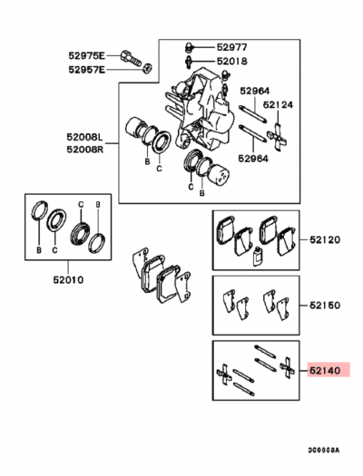 MR475936 Kit fixation plaquettes étrier frein arrière Brembo 2 pistons E6-9