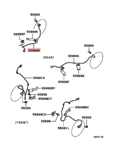 MR493456 Capteur ABS vitesse roue arrière droite E7-9