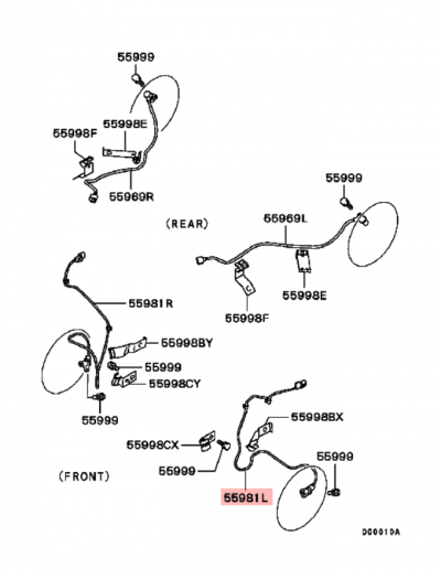 MR569147 Capteur ABS vitesse roue avant gauche E7-9