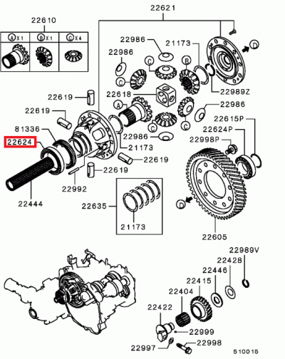 MD771729 Roulement différentiel BV5 E4-9 + diff avant E6 TME E7