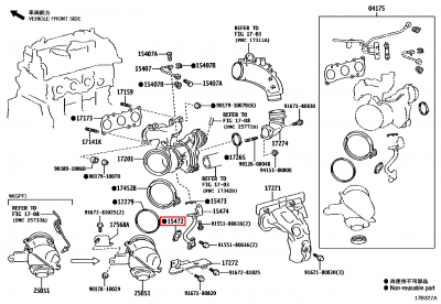 15472-18010 Joint tuyau retour huile turbo, côté carter GR Yaris (15472)