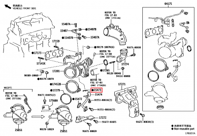 15473-18010 Joint tuyau retour huile turbo, côté turbo GR Yaris (15473)