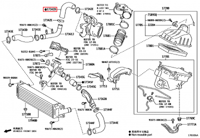 17342-18010 Durite air souple sortie turbo GR Yaris (17342D)