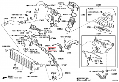17345-18010 Durite air souple avant boitier papillon GR Yaris (17345F)
