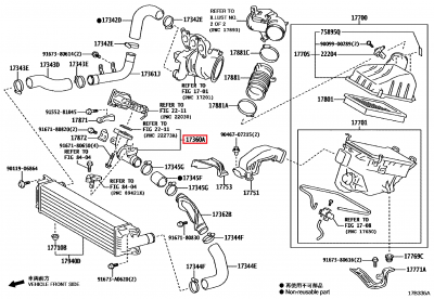 17360-18010 Coude entrée boitier papillon, support capteur pression admission GR Yaris (17360A)