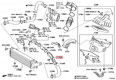 17362-18010 Durite air rigide échangeur côté gauche GR Yaris (17362B)