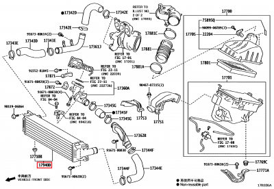 17940-18010 Echangeur air suralimentation GR Yaris GEN1 (17940D)