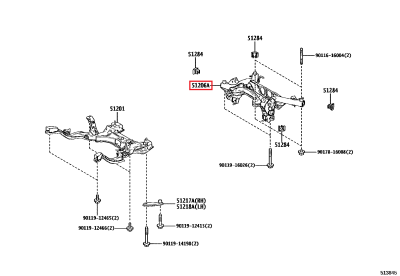 51206-52020 Berceau arrière GR Yaris (51206A)