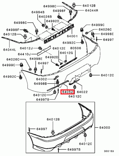 6410A356 Ferrure inférieure pare choc arrière E9