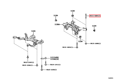 90116-16004 Goujon berceau arrière (partie arrière) GR Yaris
