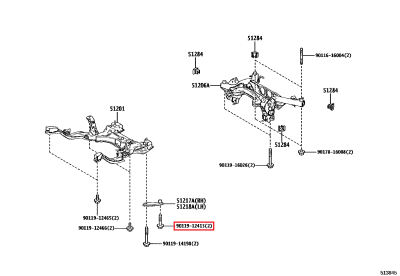 90119-12413 Vis support extension berceau avant GR Yaris