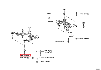 90119-12465 Vis berceau avant (partie avant) GR Yaris