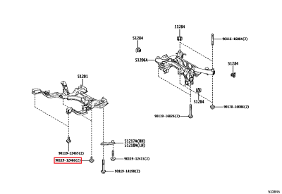 90119-12466 Vis berceau avant (partie centrale) GR Yaris