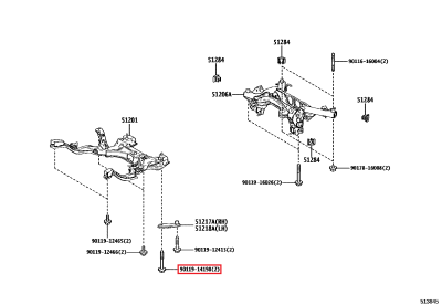 90119-14198 Vis berceau avant (partie arrière) GR Yaris