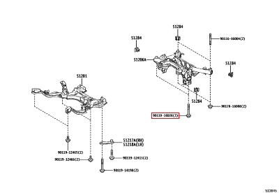90119-16026 Vis berceau arrière (partie avant) GR Yaris