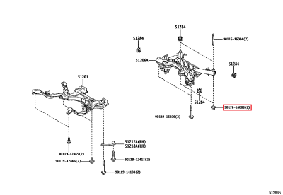90178-16008 Ecrou berceau arrière (partie arrière) GR Yaris