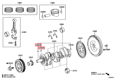 90280-04001 Clavette vilebrequin GR Yaris (13434A 13471A)